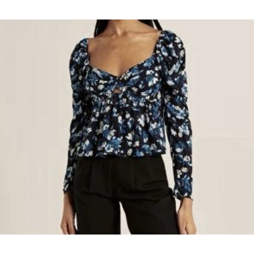 Abrecombie And Fitch Babydoll Floral Sheer Blouse XS Key Hole Crop Fairycore
